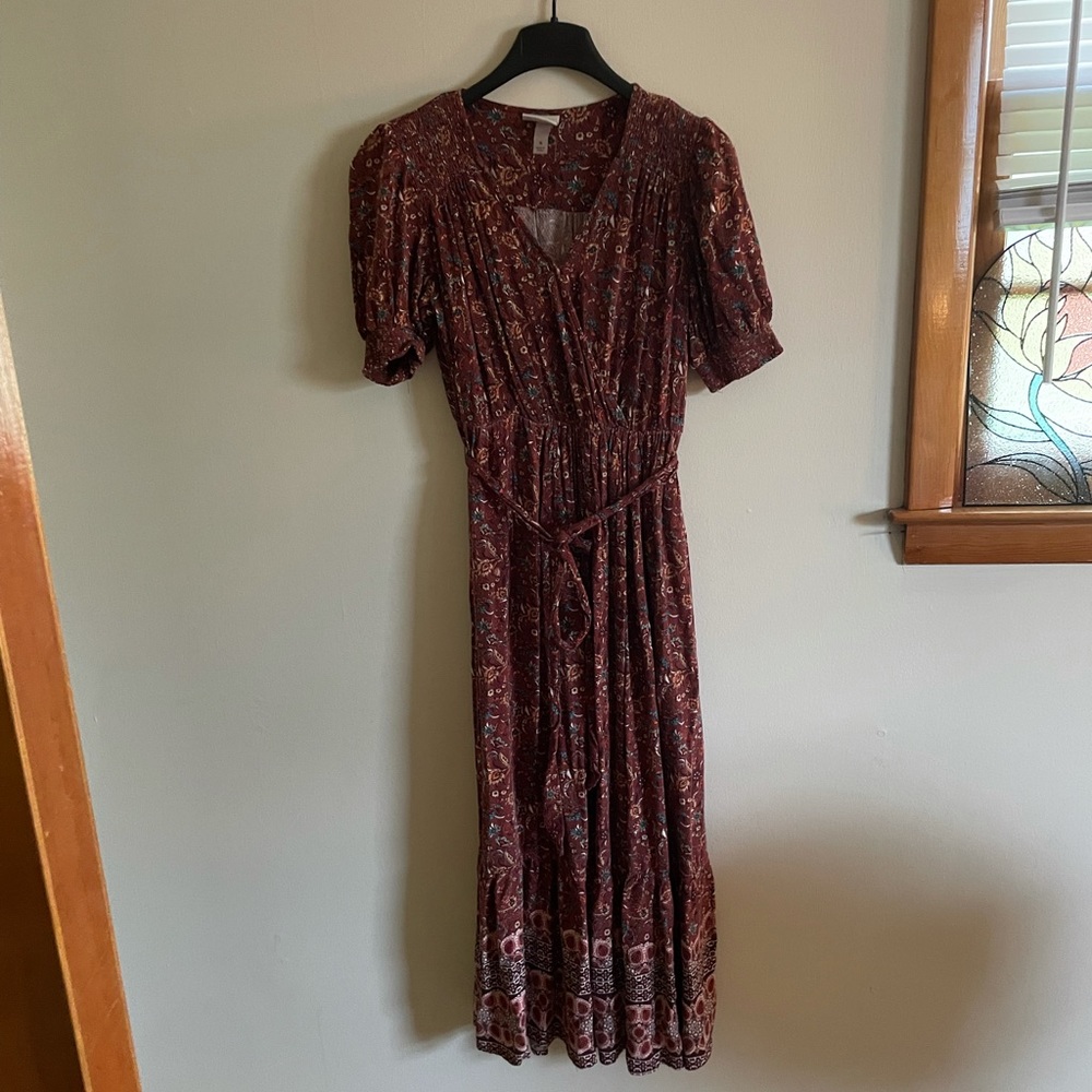 Knox Rose boho maxi faux wrap dress